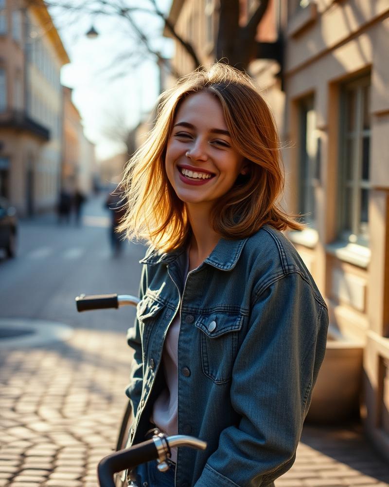 Johanna i 20-årsåldern på cykeltur