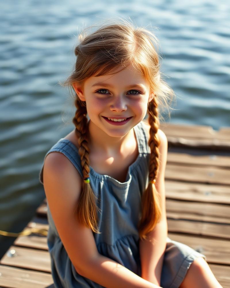 Johanna som 10-åring vid sjön